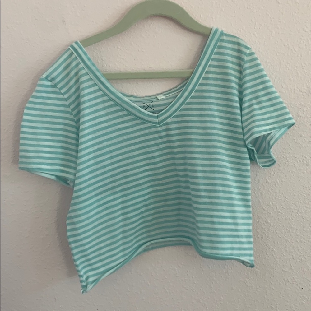 PacSun Blue and White Crop Top